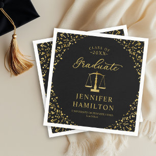 Graduate Elegant Gold Black Law School Graduation Napkins