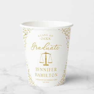 Graduate Elegant Gold Blue Law School Graduation Paper Cups