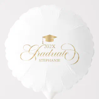 Graduate Elegant Gold Script Typography Balloon