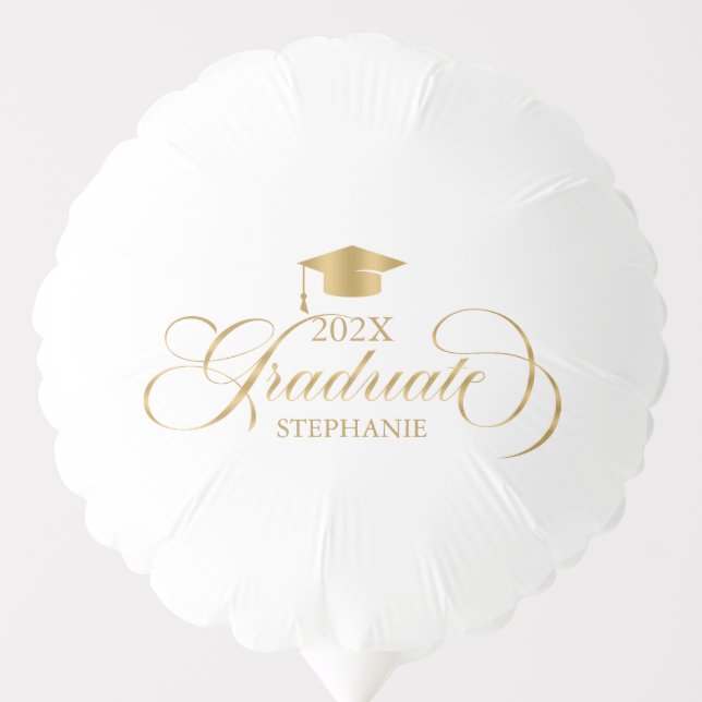 Graduate Elegant Gold Script Typography Balloon (Front)