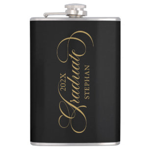 Graduate Elegant Gold Script Typography Flask