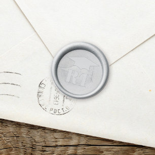 Graduate Elegant Modern Monogram Graduation Hat Wax Seal Stamp