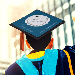 Graduate Elegant Modern Simple Blue Graduation Graduation Cap Topper