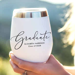 Graduate Elegant Script Graduation Thermal Wine Tumbler