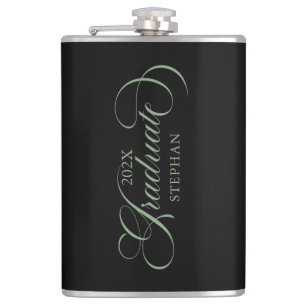 Graduate Elegant Sege Green Script Typography Flask