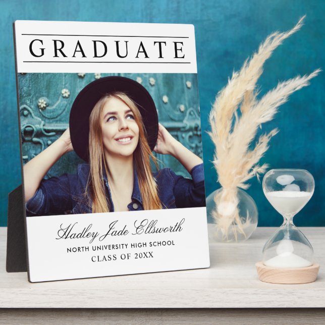 Graduate Elegant White Photo Keepsake Plaque (Side)