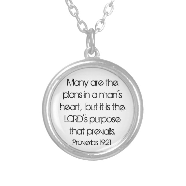 Graduate encouragement bible verse Proverbs 19:21 Silver Plated Necklace (Front)