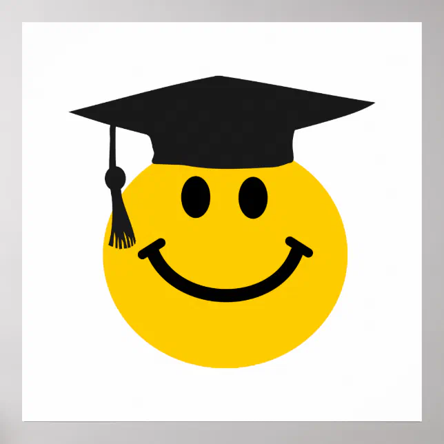 Graduate face with graduation hat poster | Zazzle