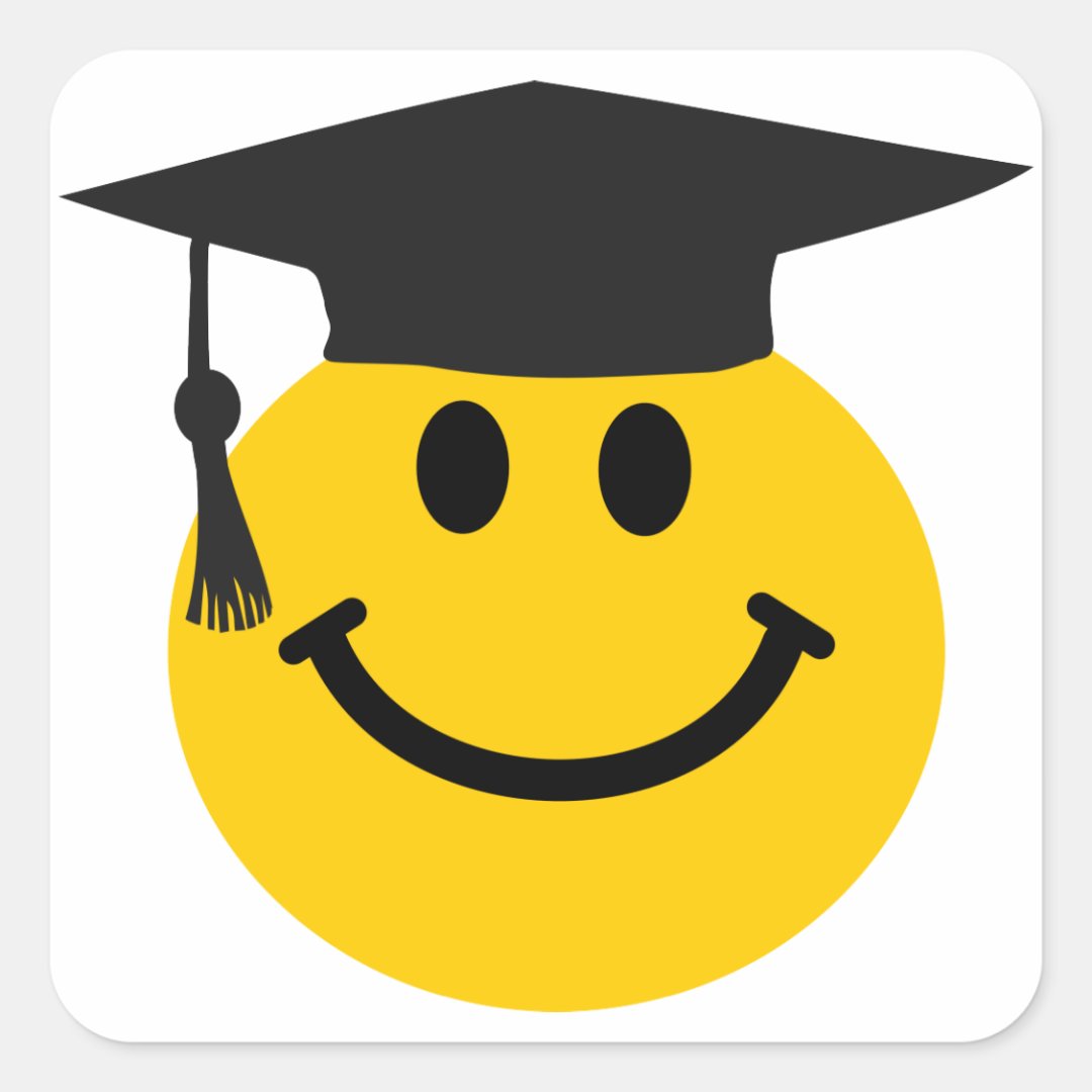 Graduate face with graduation hat square sticker | Zazzle