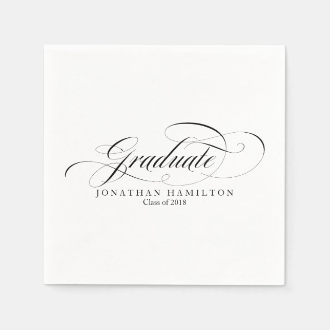 Graduate Fancy Calligraphy Graduation Napkins (Front)
