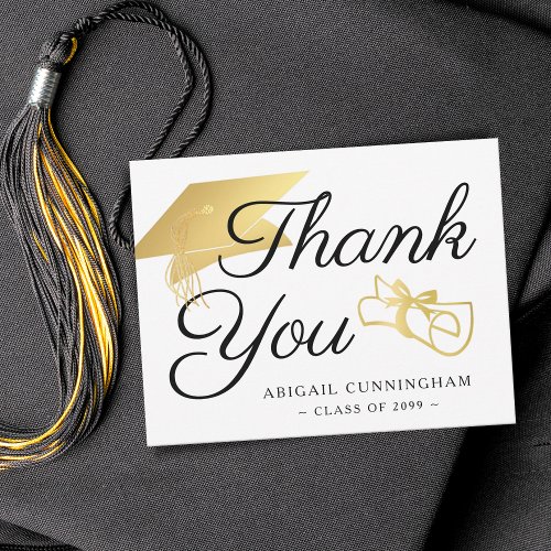 Graduate Faux Gold Foil Cap Diploma Thank You