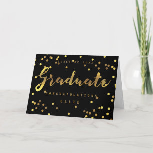 Graduate Faux Gold Foil Confetti Black Card