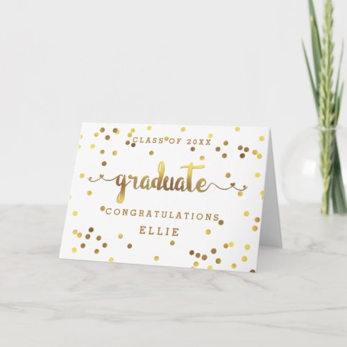 Graduate Faux Gold Foil Confetti Personalized Card