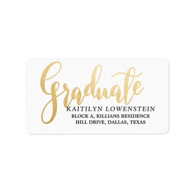 Graduate Faux Gold Foil Handwritten Script Label (Front)