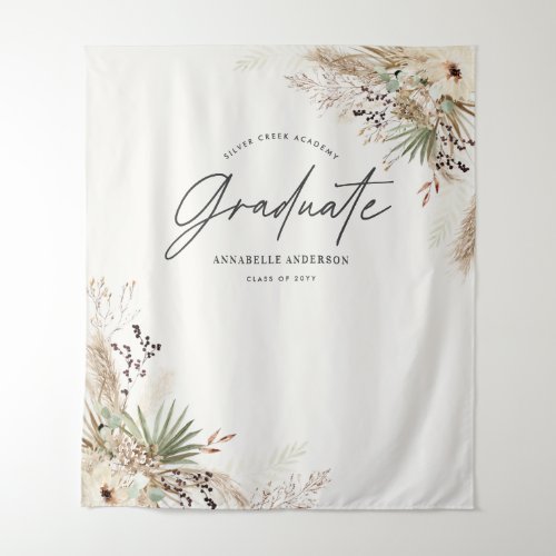 Graduate favor pampas eucalyptus elegant modern tapestry