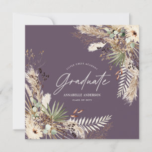 Graduate favor pampas eucalyptus elegant photo inv invitation