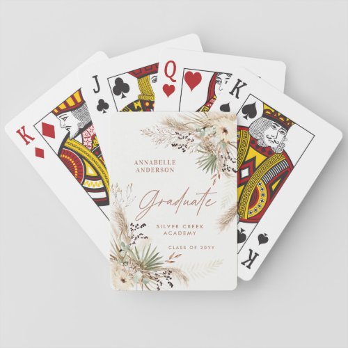 Graduate favor pampas eucalyptus elegant script poker cards