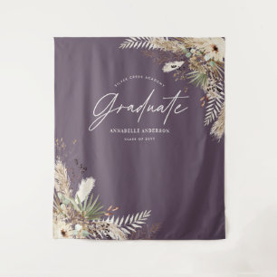 Graduate favor pampas eucalyptus purple elegant tapestry