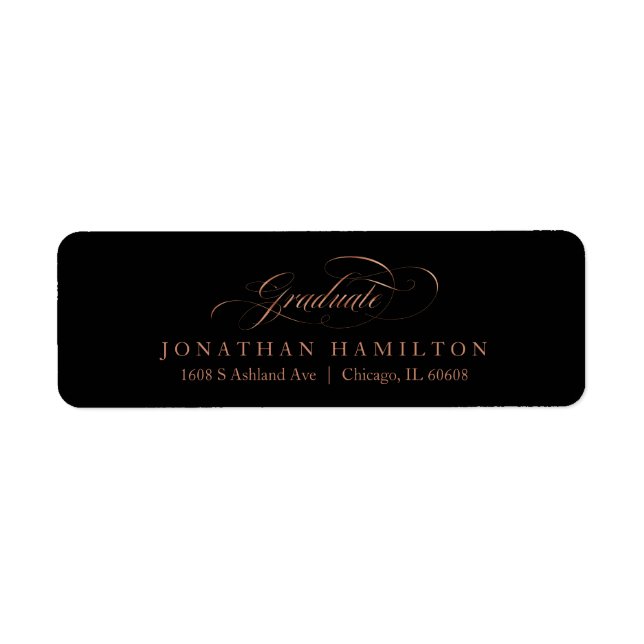 Graduate Foil Copper Elegant Script Graduation Label (Front)