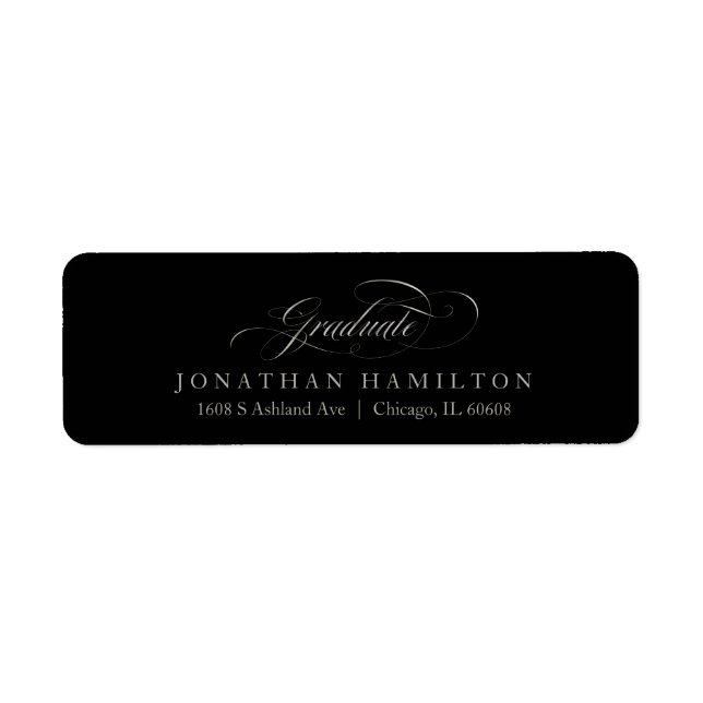 Graduate Foil Silver Elegant Script Graduation Label (Front)