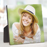 Graduate Frameless Photo Tabletop Easel Back Plaque<br><div class="desc">Tabletop plaque with a built-in easel features your favorite graduate's photo, name and graduation date put directly on the hardboard panel for a stunningly crisp image with an easy wipe clean surface. Great as a gift or to display your favorite photo in your home. TIP: If using square plaque, crop...</div>