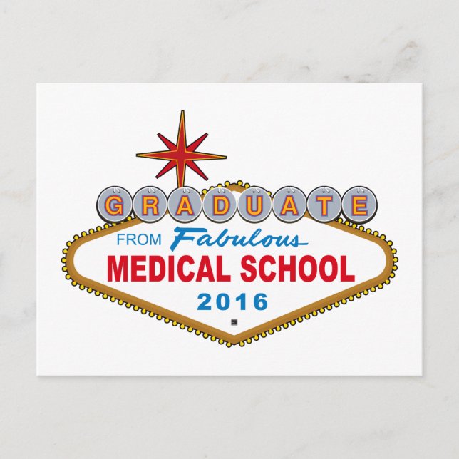 Graduate From Fabulous Medical School 2016 (Vegas) Announcement Postcard (Front)