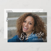 Graduate Full Photo Brush Script 2-Sided Party Invitation Postcard (Front/Back)