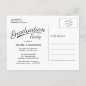 Graduate Full Photo Brush Script 2-Sided Party Invitation Postcard (Back)
