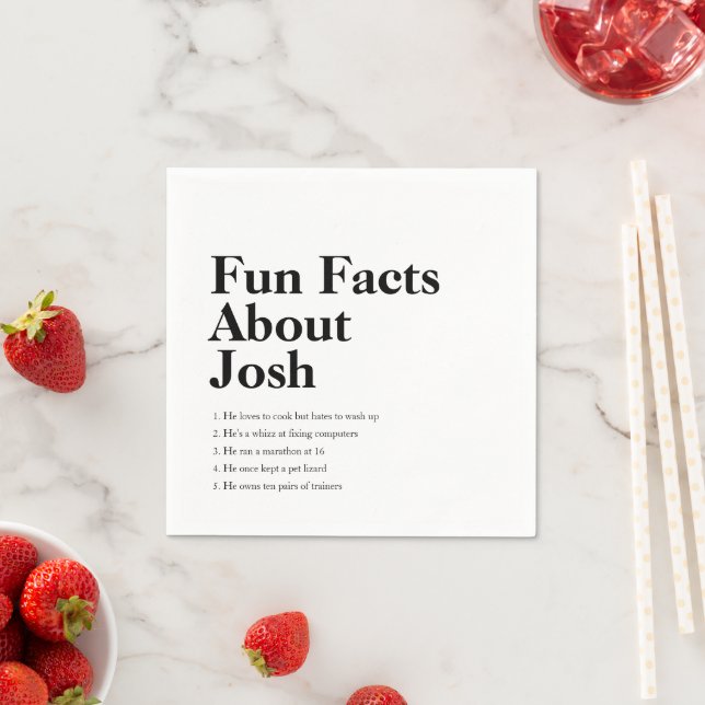 Graduate Fun Facts Grad Black Custom Napkins (Insitu)