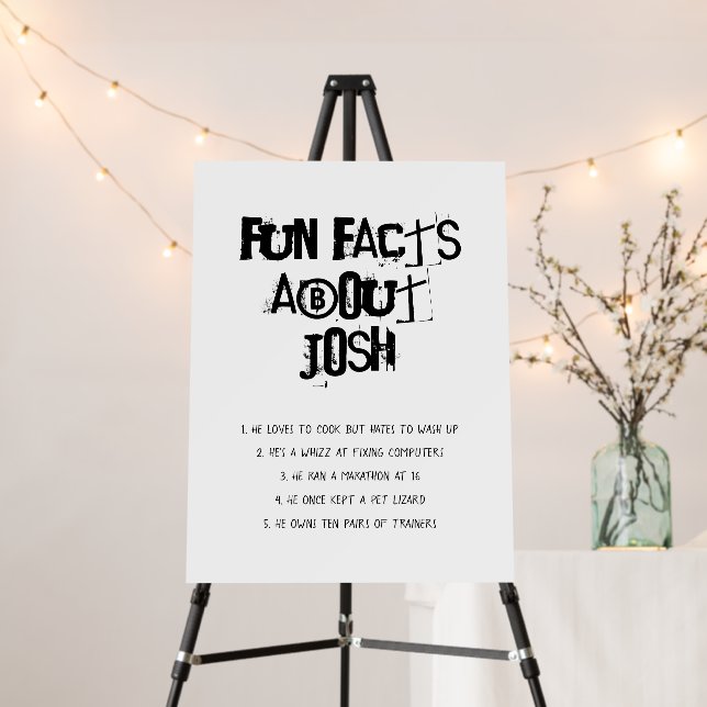 Graduate Fun Facts Grad Graffiti Black Custom Foam Board (In Situ (Stand))