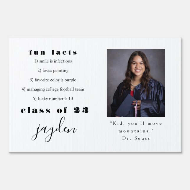 graduate fun facts graduation photo postcard sign (Front)