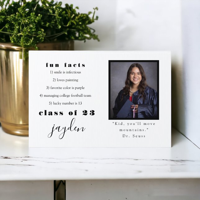 Graduate Fun Facts Graduation Photo Postcard Sign (Creator Uploaded)