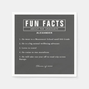 Graduate Fun Facts Grey Charcoal Paper Napkins