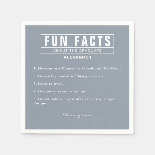 Graduate Fun Facts Light Blue Paper Napkins
