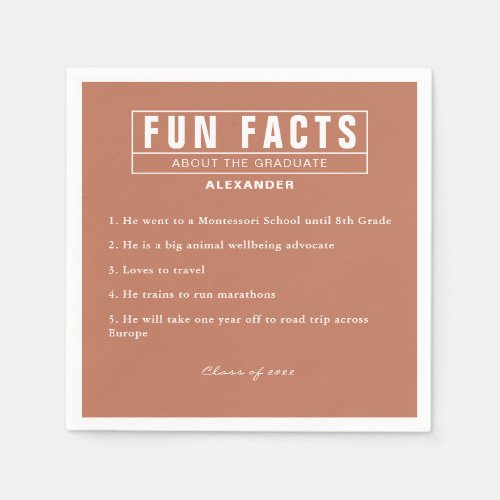 Graduate Fun Facts Terracotta Paper Napkins