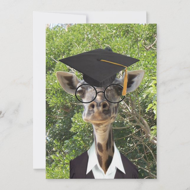 Graduate Giraffe Gold Tassel Invitation (Front)