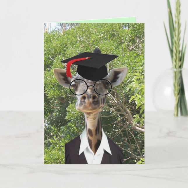 Graduate Giraffe Red Tassel Card (Front)