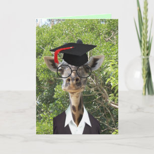 Graduate Giraffe Red Tassel Card