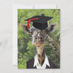 Graduate Giraffe Red Tassel Invitation