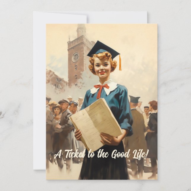 Graduate girl congratulations announcement (Front)