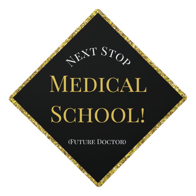 Graduate Glitter Black Future Doctor Graduation Ca Cap Topper (Front)