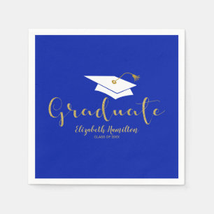 Graduate Gold Calligraphy Grad Cap Graduation Napk Napkins