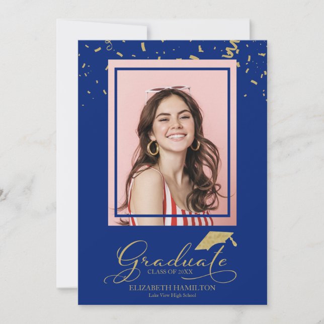 Graduate Gold Confetti Grad Announcement Photo (Front)