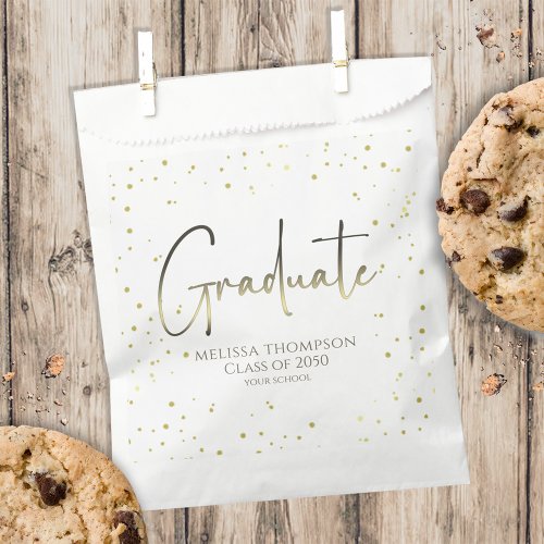 Graduate Gold Confetti Modern Calligraphy Script Favor Bag