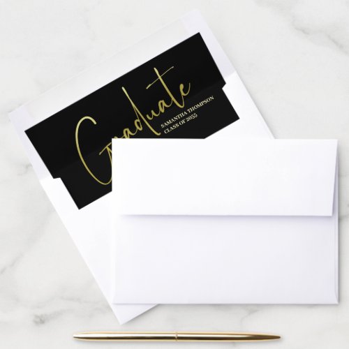 Graduate Gold Elegant Celebration Elegant Script Envelope Liner