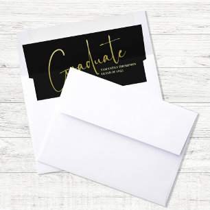 Graduate Gold Elegant Celebration Script Design Envelope Liner
