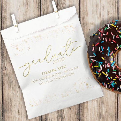 Graduate Gold Grad Calligraphy Script Thank You Favor Bag