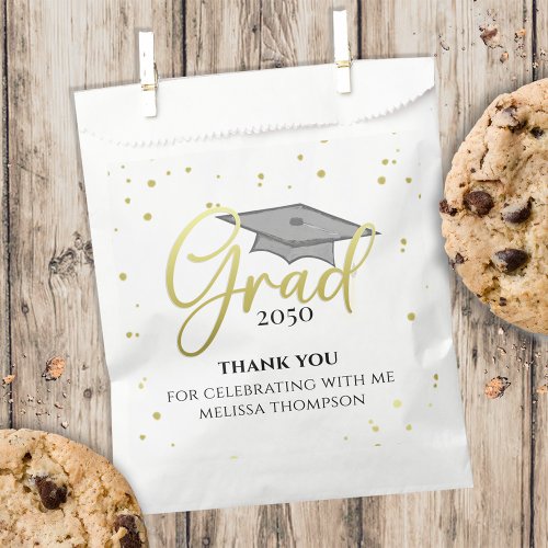 Graduate Gold Grad Calligraphy Simple Thank You Favor Bag