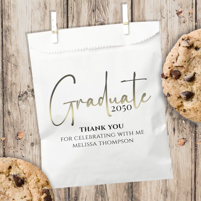 Graduate Gold Grad Minimalist Simple Thank You  Favor Bag (Creator Uploaded)