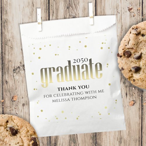 Graduate Gold Grad Minimalist Simple Thank You Favor Bag